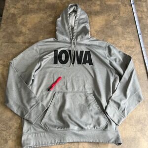 Nike Hoodie Mens XXL Gray Iowa Hawkeyes Therma-FIT Pullover Sweatshirt